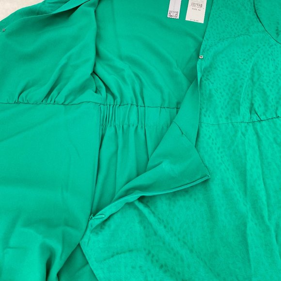 Sanctuary Green Wrap Casual Dress, Long Sleeve, V-neck, Ties at waist, Lined - Picture 7 of 8